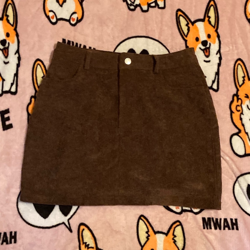 SHEIN Unity Corduroy Dual Pockets Straight Mini Skirt